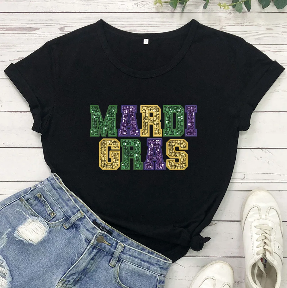 Not Sequin Design Mardi Gras Shirt Cute Mardi Gras T-Shirt Cotton Womens Mardi Gras Gift Mardi Gras Party Tee Fat Tuesday Shirt