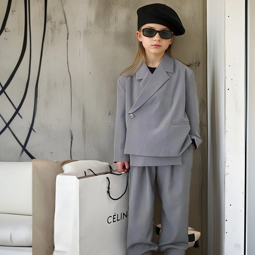 

Teen Girls Suit Fashion Oblique Placket Blazer Pants 2 Pcs Casual School Kids Clothes Set 12 Y Child Piano Performance Costume