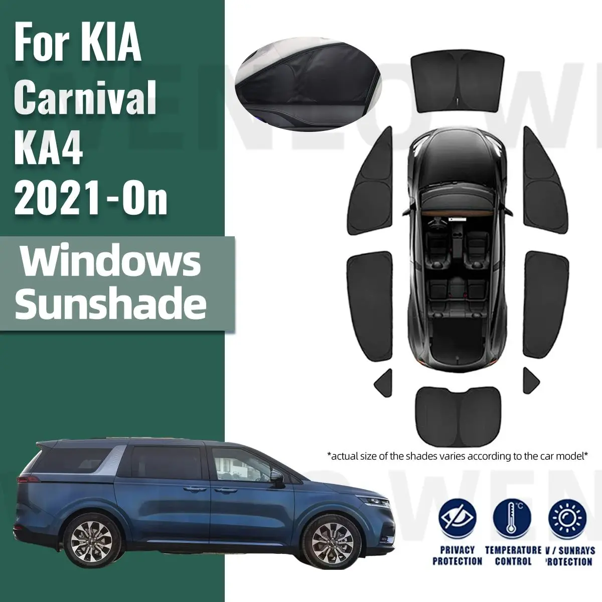 

For Kia Carnival KA4 2021 2022 2023 2024 Full Cover Car Sunshade Front Windshield Frame Curtain Rear Side Window Sun Shade Visor