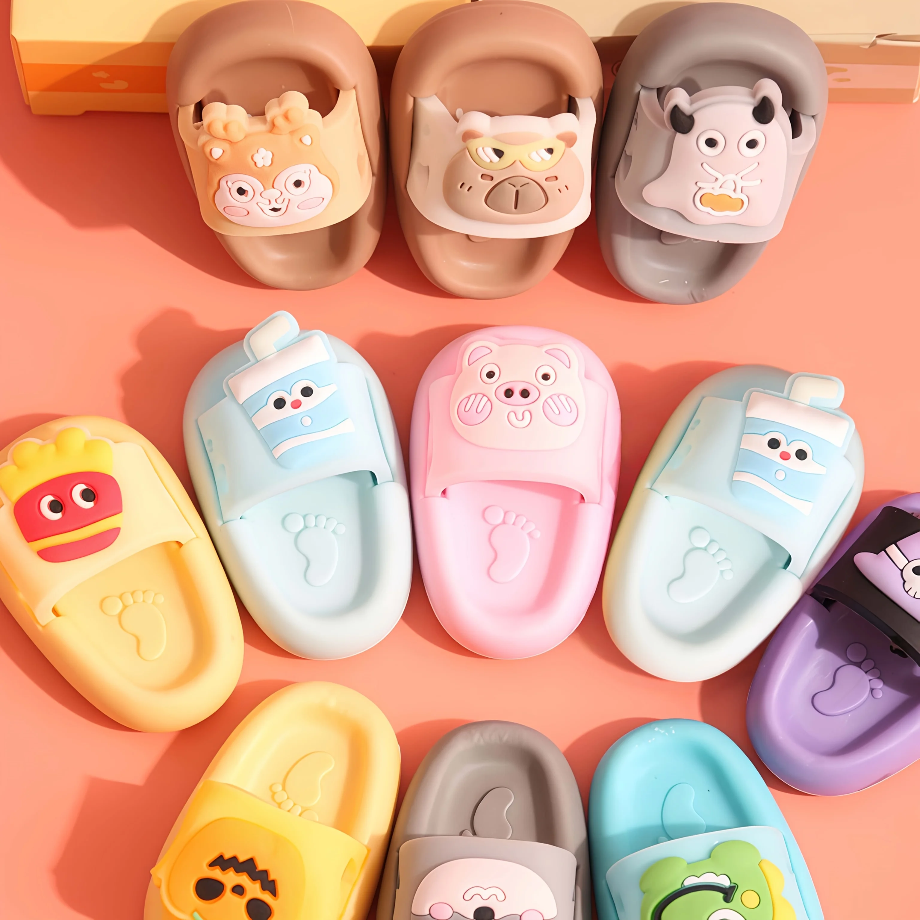2-Pack Cute Cartoon Slipper Shaped Mini Erasers Creative Low Crumble Clean Erasing Rubber Stationery A3313