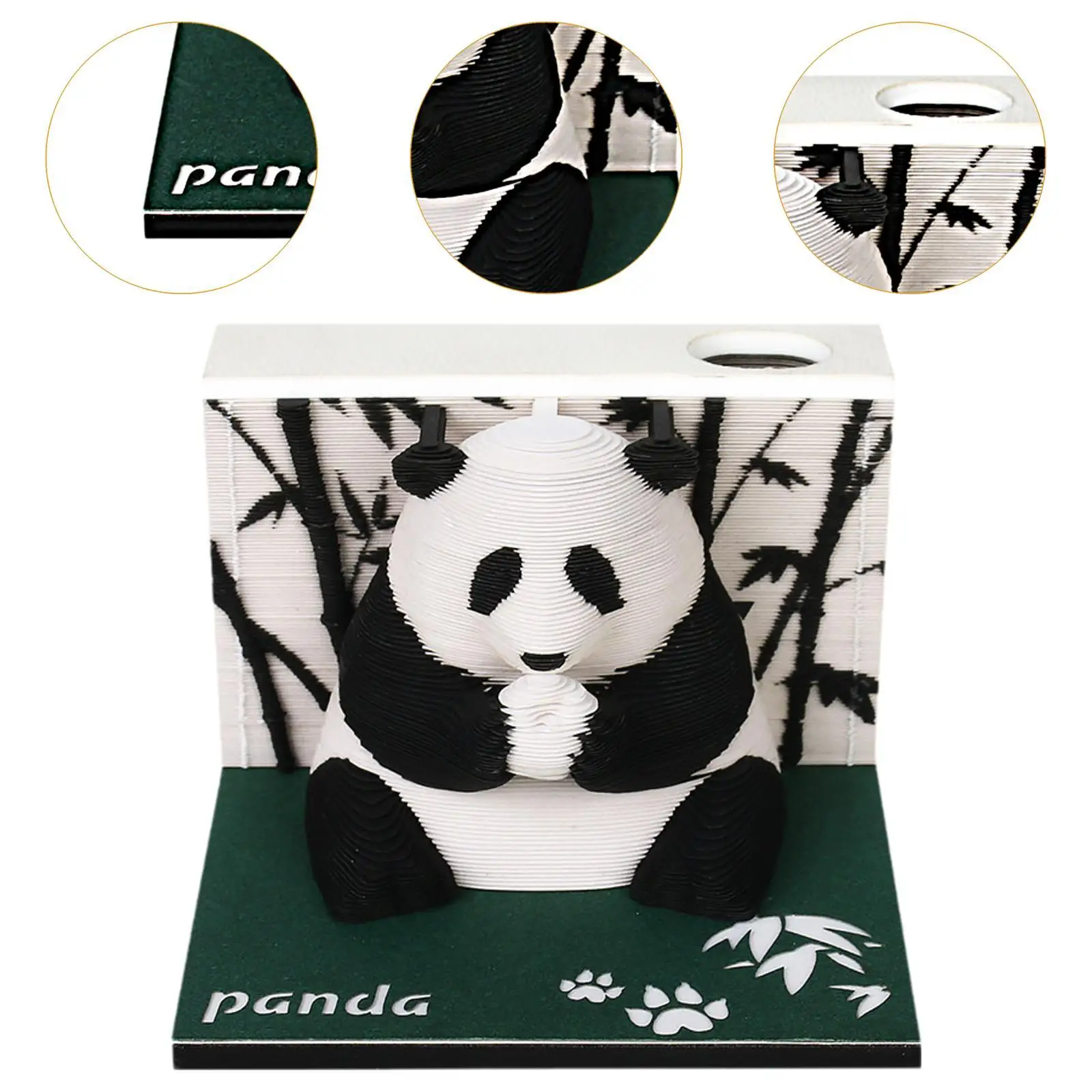 2025 أجندة مكتبية /رزنامة مكتبية الفن التقويم النحت هدية مع أضواء ساعة التقويم الباندا لزجة آخر لسطح المكتب الديكور مكتب المنزل