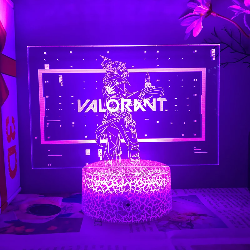 Metim jogos valorant logotipo figura 3d lâmpada led para o quarto