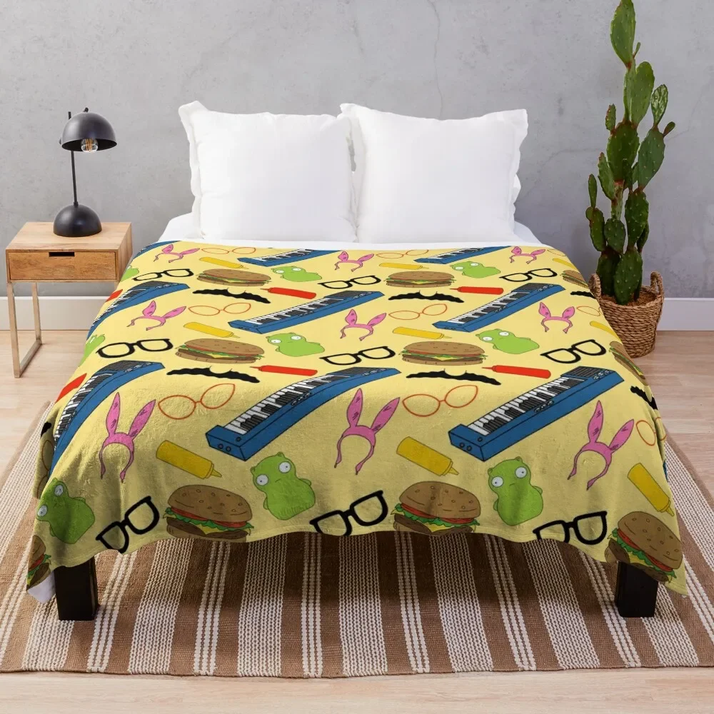 

Bobs Burgers Inspired Pattern (Yellow) Throw Blanket Soft Solid Color Blanket for Couch Bed