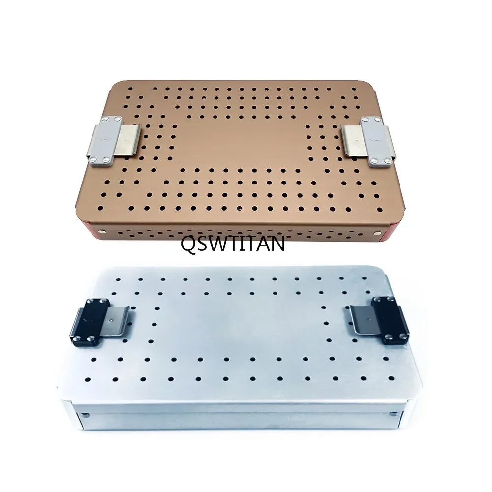 Bandeja de desinfecção caixa com almofada de silicone caixa de esterilização alumínio dental olho instrumento cirúrgico