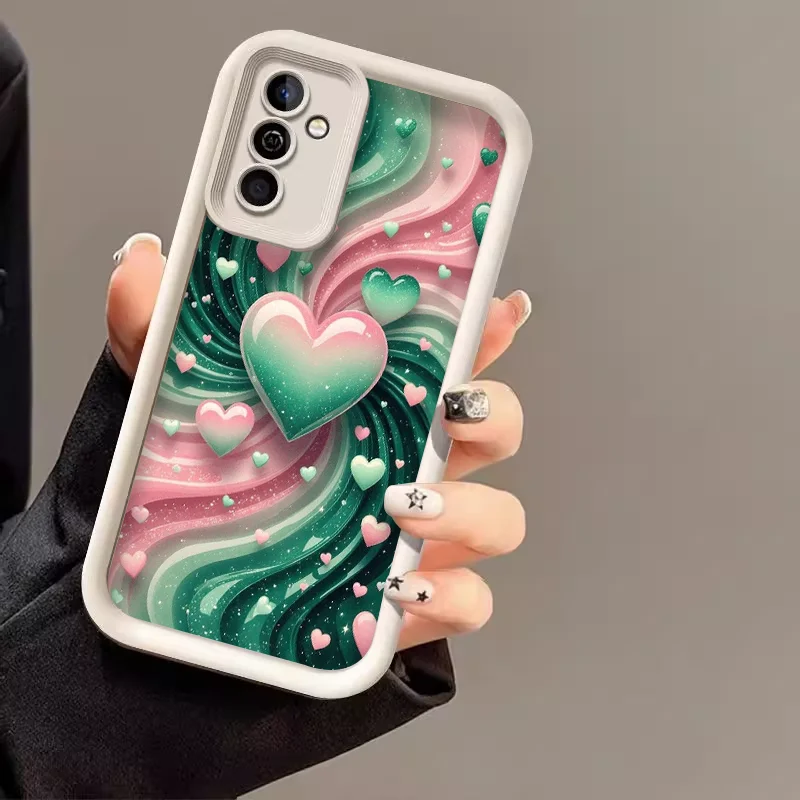 Stylish Colorful Crystal Heart Pattern Phone Case for Samsung Galaxy A55 A54 A53 A52 A71 A51 A06 A16 A36 A14 5G Soft Cover Shell