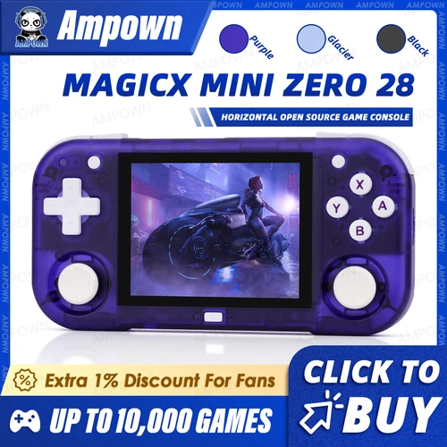 Imagen 1 del producto Consola de juegos portátil Ampown Mini Zero 28, pantalla IPS de 2,8 pulgadas, procesador AllWinner, sistema Android 2,4GWIFI, reproductor MAGICX ZERO28, regalo