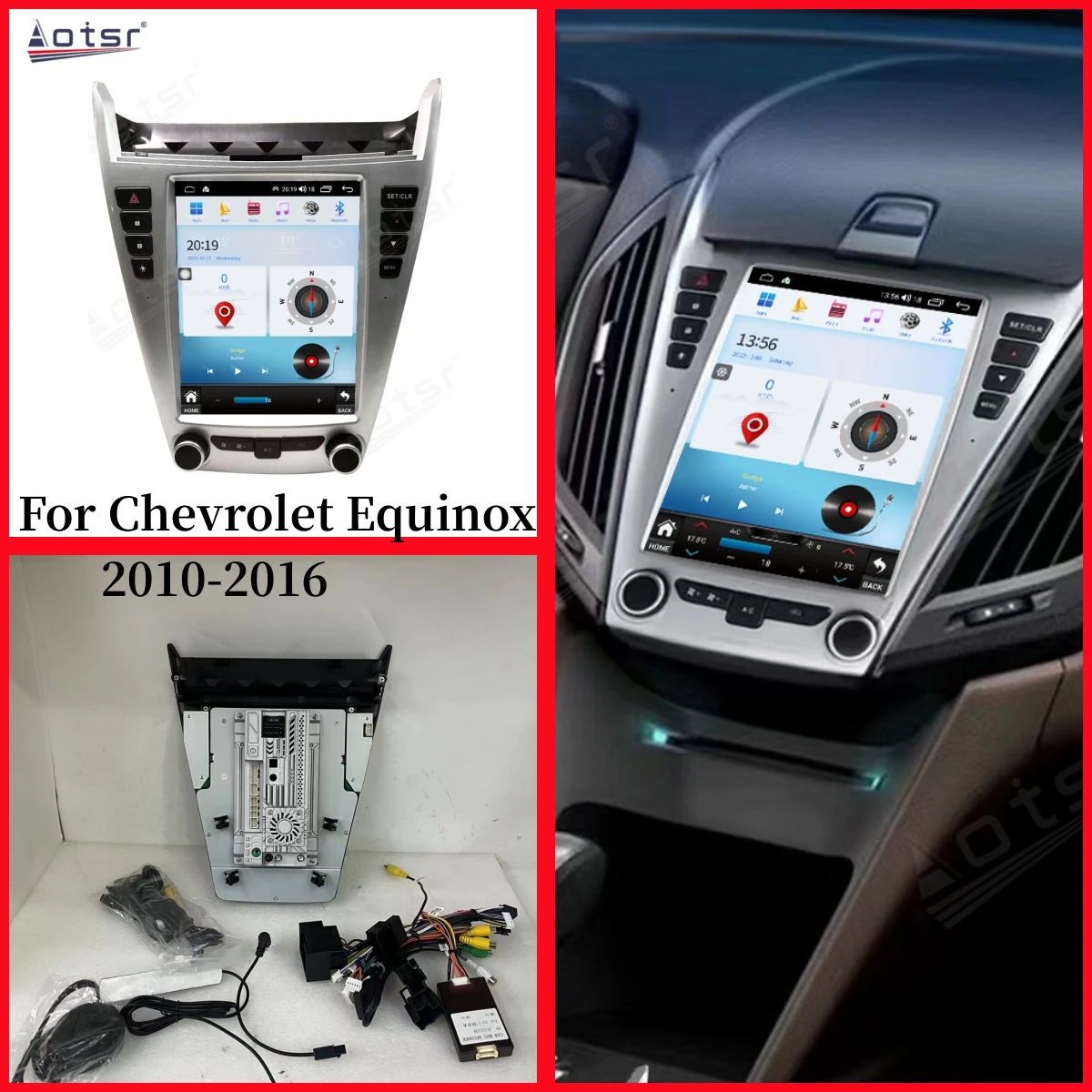 For Chevrolet Equinox 2010-2017 Tesla style Android 13 Car Radio Player GPS Navi Auto Stereo Multimedia DSP Carplay 4G LTE Unit