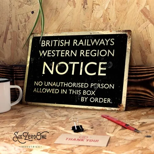 Western region NOTICE metal sign - railway rusty vintage look steam engine train --Tin Sign