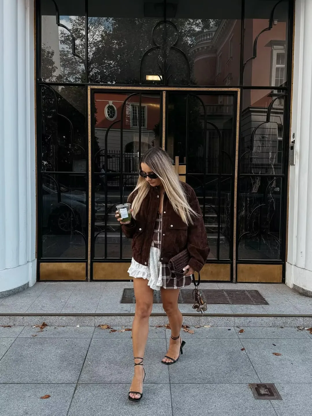 

YENKYE Faux Suede Leather Bomber Jacket For Women Long Sleeve High Neck With Pockets Coat Autumn Winter Warm Short Outfits