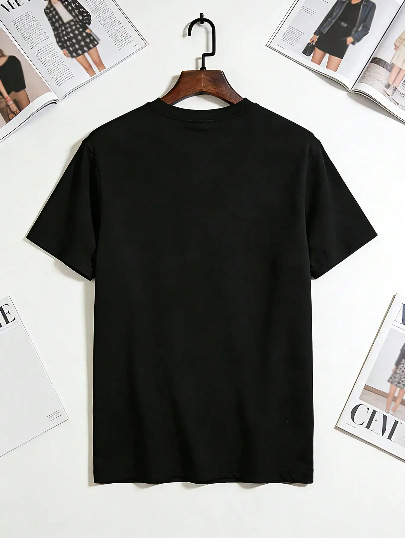1pc Mens Clothes Cross Inscription Print Black TShirt, Unisex Casual Crew Neck Tshirt, Plus Size Men's Clothing 5XL, Lightweight 180gsm Knit Fabric, image 3