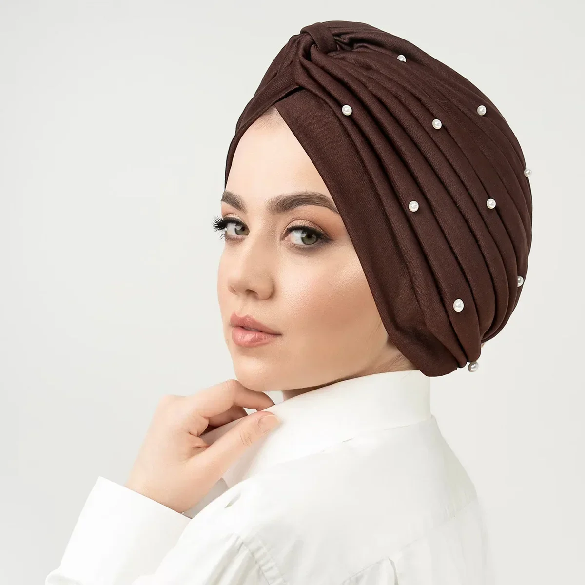 

New Indian Hat Turban Women Muslim Hijab Pleatd Bead Headscarf Beanie Bonnet Cancer Chemo Cap Hair Loss Head Wrap Turbante Mujer