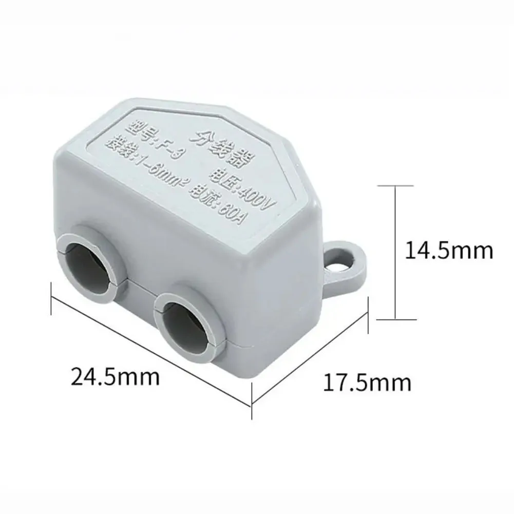 Brass Conductor Power Splitter 24*18*14.5mm 400V Electrical Connector Cable Size 1-6mm Long-lasting Performance