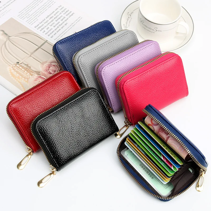 

10 Detents Cards Holders PU Business Bank Credit Bus ID Card Holder Cover Coin Pouch Anti Demagnetization Wallets Bag Organizer