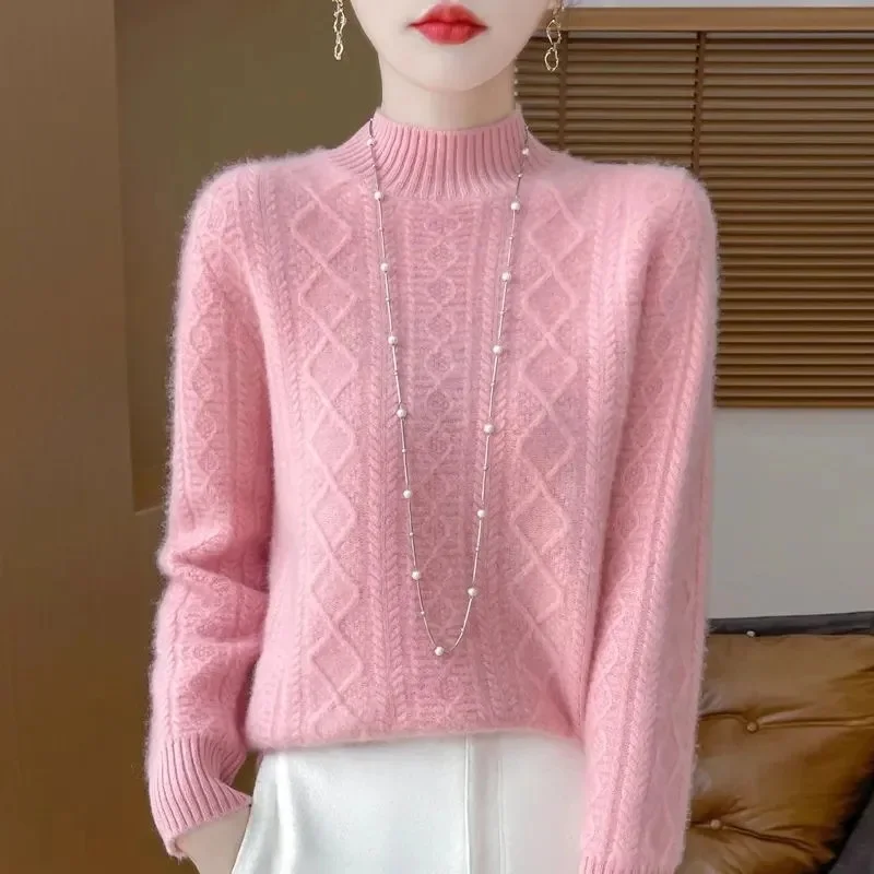 

Women Turtleneck Basics Cashmere Sweater Autumn Winter Pullover 100% Merino Wool Knitwear Female Soft Slim Knitting New Top