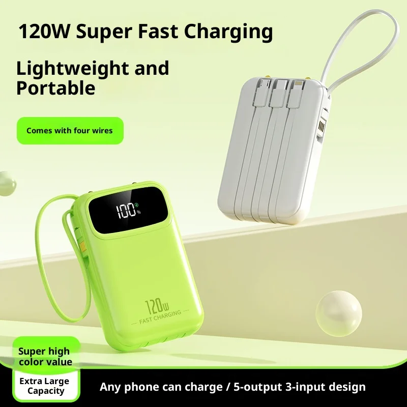 

Super fast charging power bank with built-in cable 20000 mAh ultra-large capacity and compact cable mini power bank