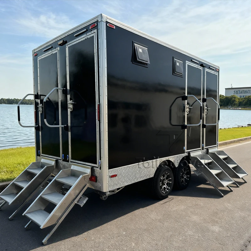 Luxury Bathroom Trailers Customizable Portable Restrooms Trailer Outdoor Mobile Toilet Trailer for Business