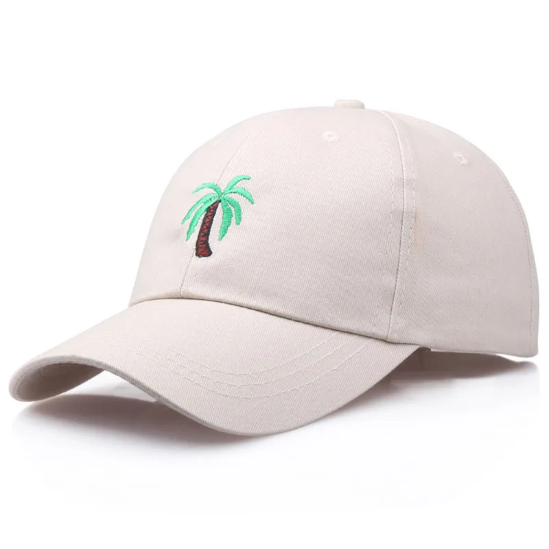 Men\'s Palm Tree Embroidery Kpop Baseball Cap For Women Men Coconut Tree Snapback Hip Hop Cap Outdoor Curved Black Cotton Dad Hat