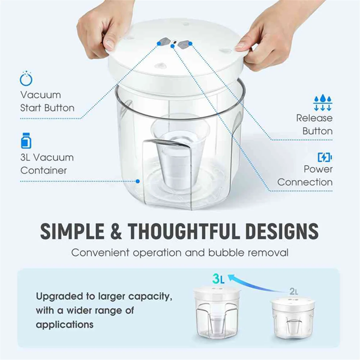 Resin Bubble Remover 3L - Quick, Efficient Vacuum Degassing for Epoxy, UV Resin, Silicone Eu Plug