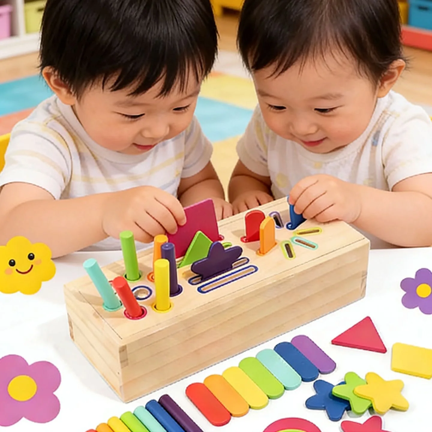 3D Shapes Geometric Solids Wooden Color Toy Sorting Toy Developmental Training Montessori Educational Game for Preschool Element