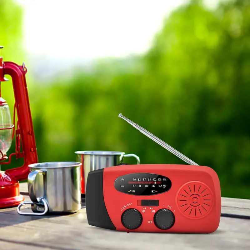 Emergency Radio 2000mAh Solar Hand Crank Radio with 2000mAh Rechargeable Battery Survival Portable Radio SOS Alarm AM/FM & LED