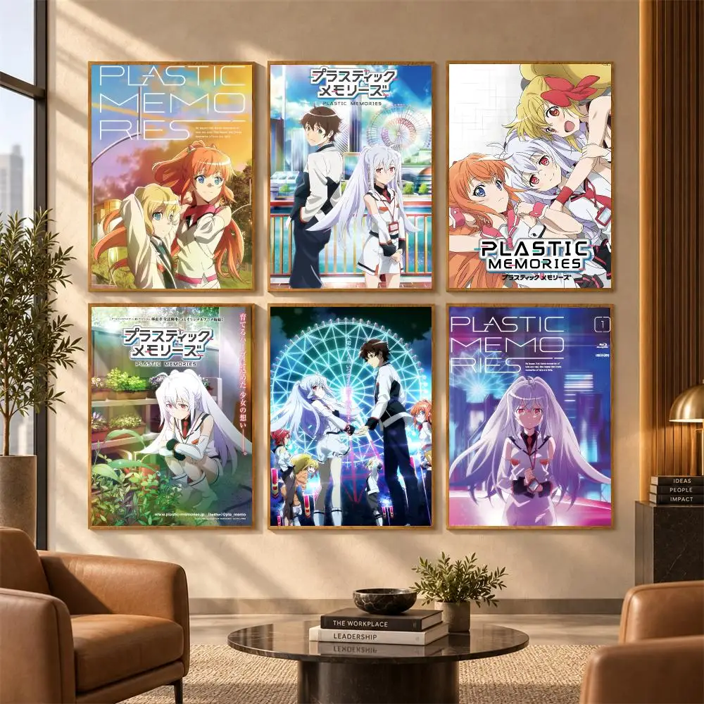 Anime P-PLASTIC MEMORIES Poster Wall Stickers Self Adhesive Art Mural HD Print Decals for Bedroom Living Room Home Decor Gift