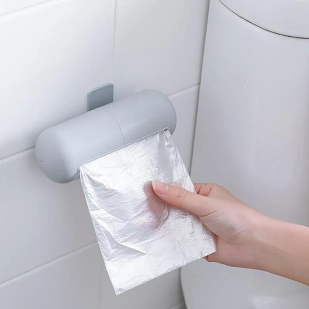 2Pcs Wall-Mounted Trash Bag Container Capsule Shape Plastic Storage Box Large Capacity Garbage Bag Holder for Kitchen Bathroom