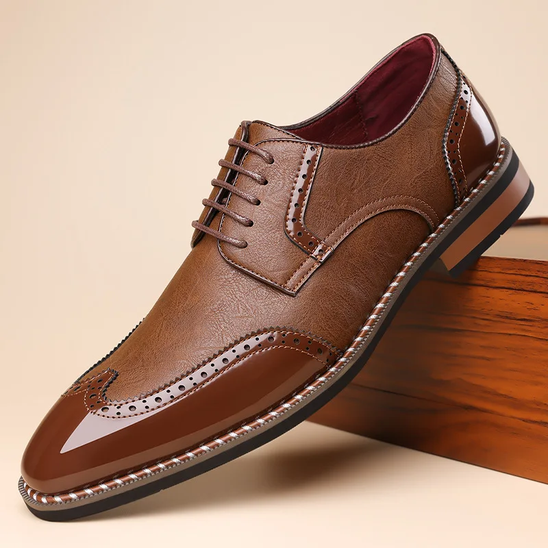 Gentleman New Red White Mixed Colors Lace Up Oxford Shoes for Men Formal Wedding Prom Dress Homecoming Zapatos Hombre