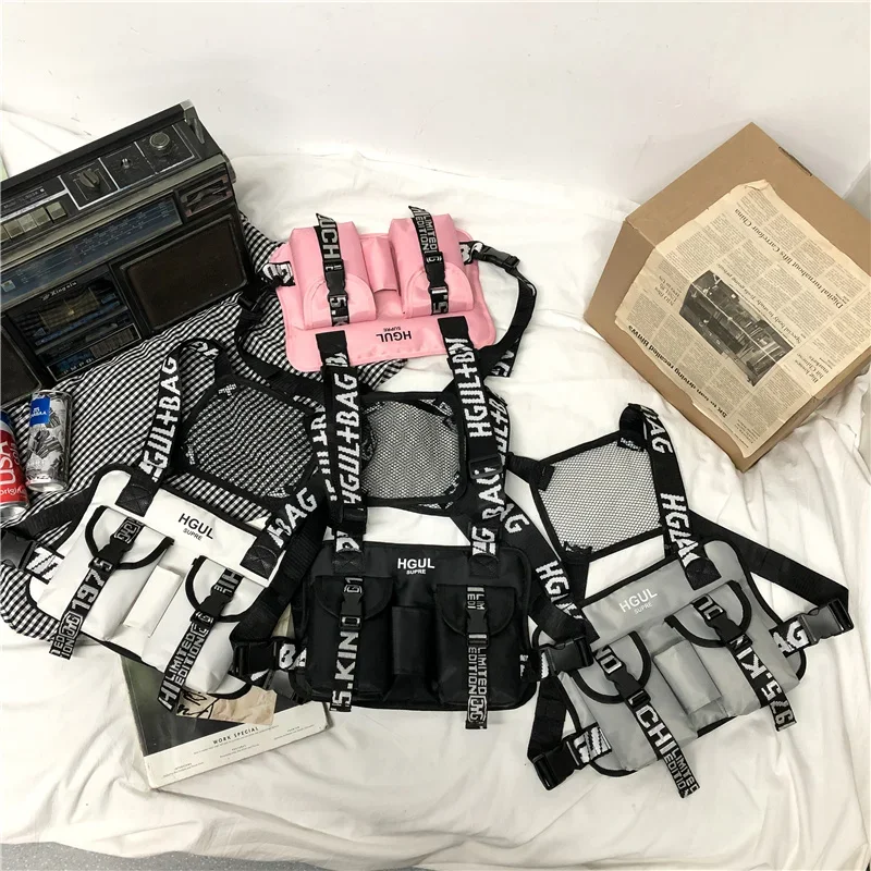 GlaBag-Sac de poitrine en toile unisexe pour hommes, Streetwear Hip Hop, Rig Bags, Pocket Wallet, Kanye Waist Bag, Lovers, New, 2024