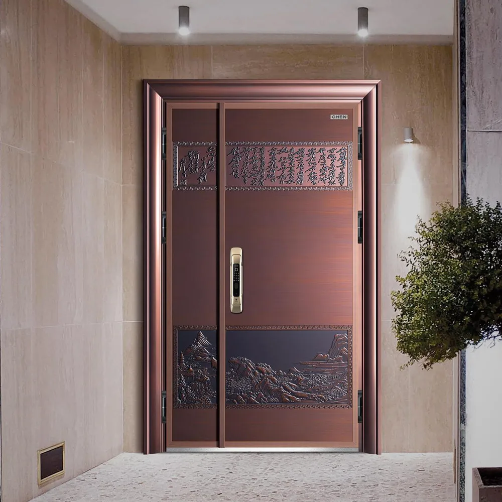 Hohe Qualität Außen Cast Aluminium Tür Sicherheit Stahl Tür Wichtigsten Eingang Tür Design für Wohnung Aluminium Tür für Haus