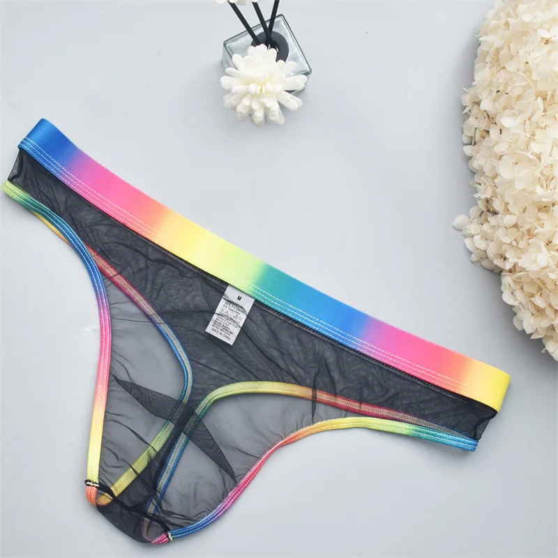 

Men Underwear Thongs T-Back Sexy Perspective Jockstrap Underpants Mesh Micro String Transparent Mens Lingerie Sissy Panties