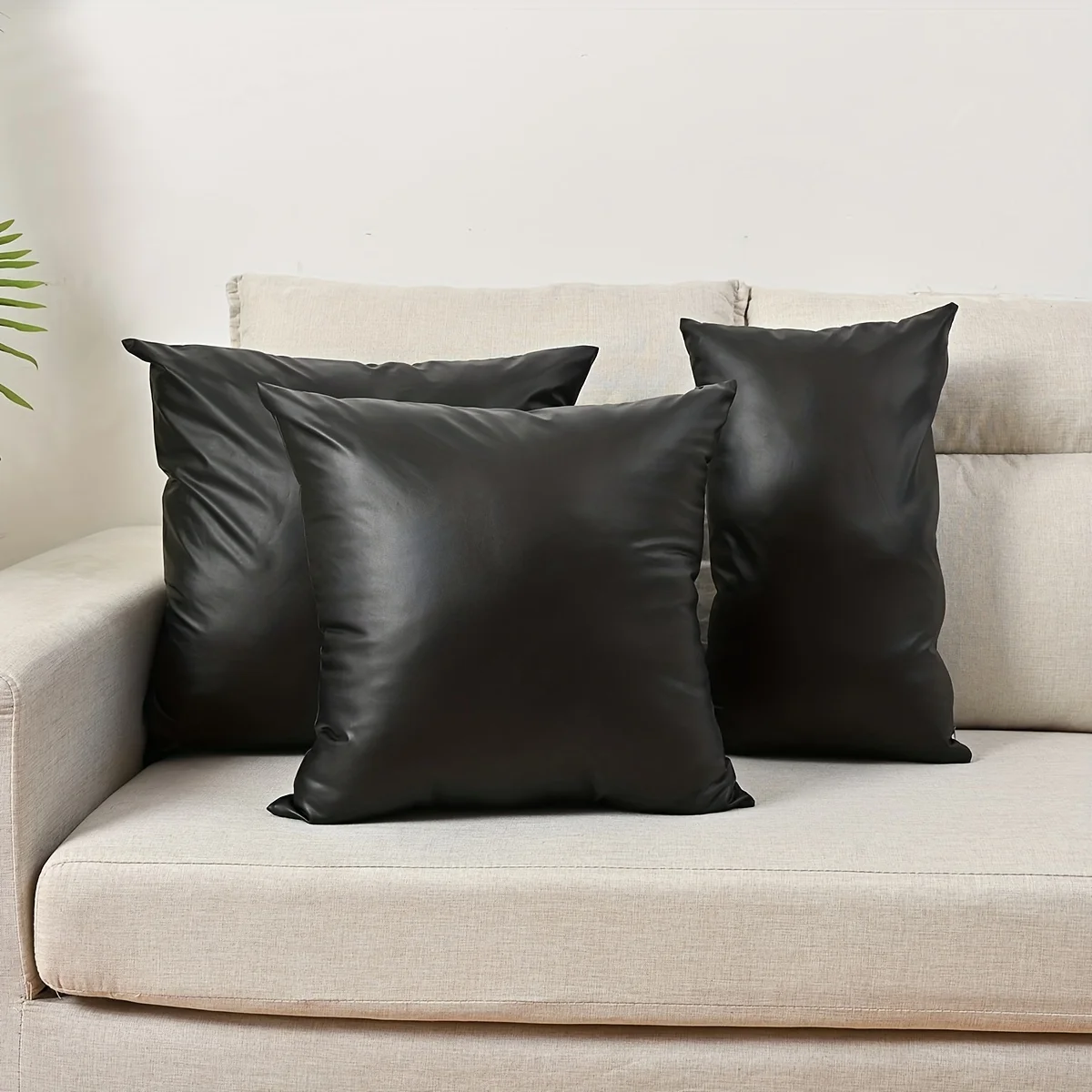 1pc Thick Waterproof PU Pillow Cover European Style Luxury Lumbar Support Cushion for Sofa Living Room Office Decor