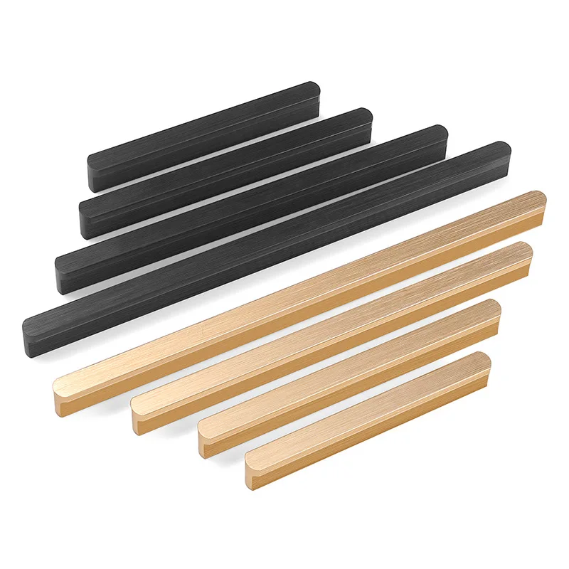 6pcs T-shaped round head aluminum alloy handle, one word brushed gold brushed black wardrobe, shoe cabinet, extended handle