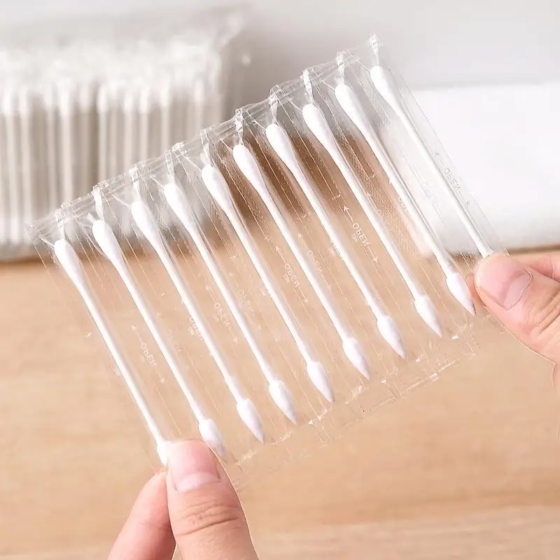 100/200Pcs Individually Packaged Disposable Cotton Swabs For Makeup Cleaning Ear Tips Travel Use
