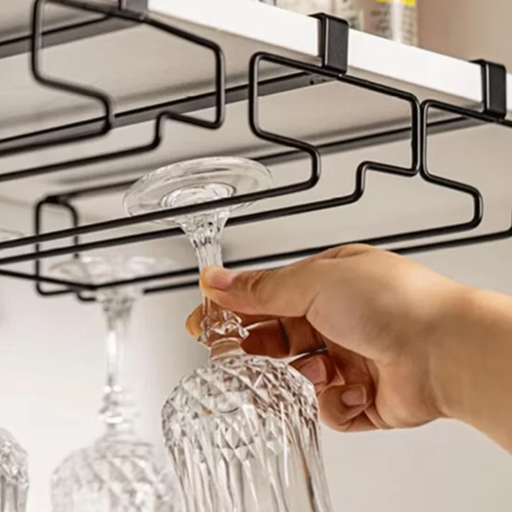 Inverted Drain Rack Organizer Home High Footed Cup Storage Rack Hanging Red Wine Glass Storage Rack Without Punching Holes