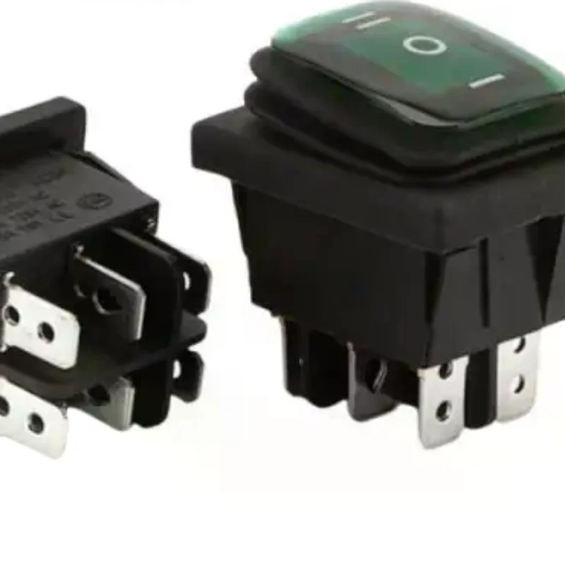 1 قطعة T85 KCD4 مفتاح الروك - 6-Pin ON/OFF/ON 12V/220V مع ضوء أحمر/أخضر/أزرق، 16A 250VAC، 30x22mm مقاوم للماء