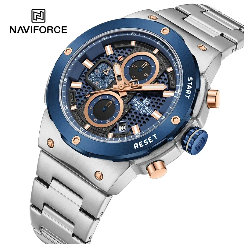 Nuovo stile NAVIFORCE cinturino in acciaio inossidabile da uomo cronografo orologio casual selvaggio impermeabile per uomo sportivo orologio da polso maschile al quarzo
