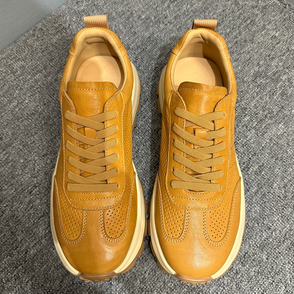 Men's Shell Cordovan Casual Sneakers Vintage Perforated Breathable Comfort Running Shoes | Fashion Dad Shoes with Hollow Design