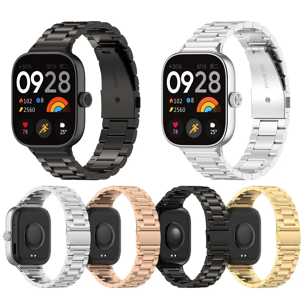 3 Perlen Edelstahl Metall armband für Redmi Uhr 4 Uhren armband Armband für Xiaomi Mi Band 8 Pro