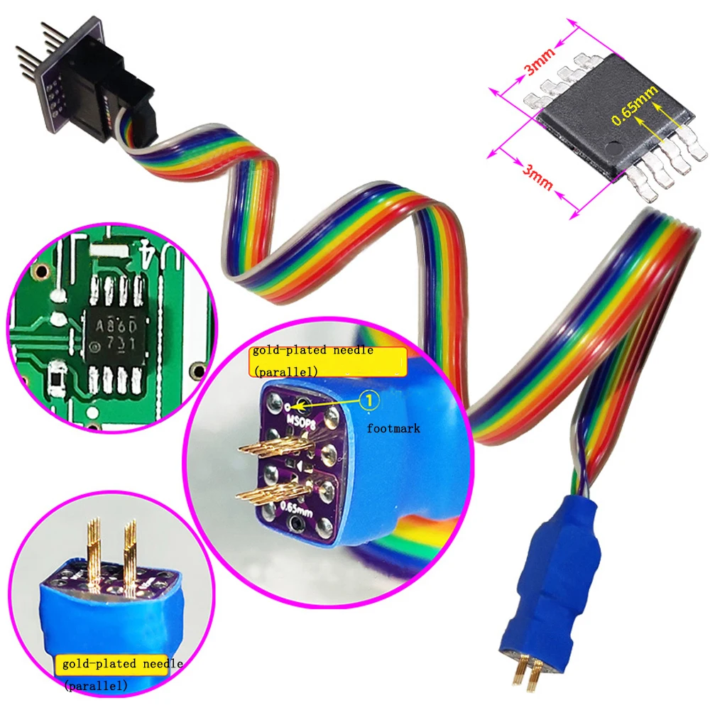 MSOP8 Microchip Probe TVSP8 Patch Pin Burning Read And Write Spring Thimble 0.65mm Spacing Circuit Programming On USB Programmer