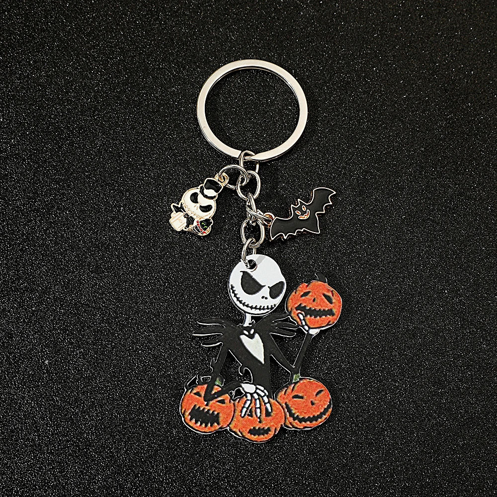 Disney Nightmare Before Christmas Schlüsselanhänger, Jack Skellington Anhänger mit Kürbis Charm, Gothic Schmuck Geschenk für Halloween