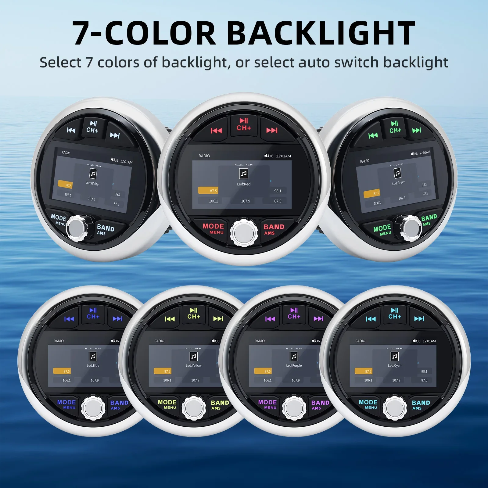 قارب راديو FM AM استقبال مشغل الصوت AUX USB ميناء IPX5 مقاوم للماء MP5 البحرية ستيريو مشغل الوسائط لليخوت RV ATV UTV سبا RZR #4