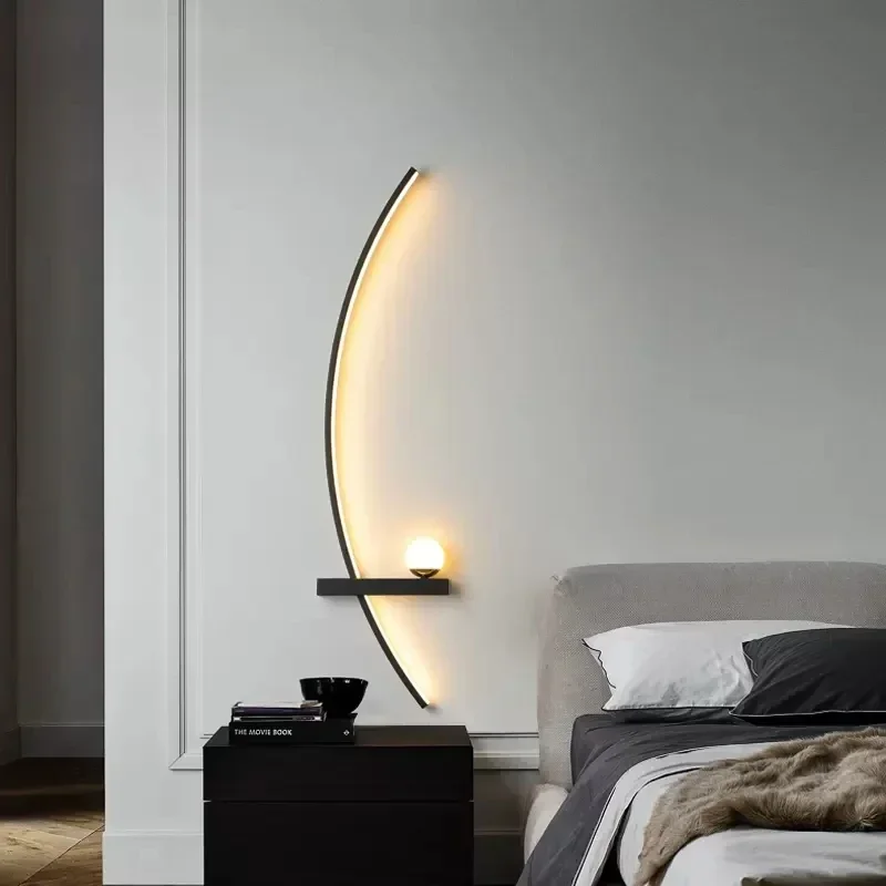 Modern LED Wall Lamp Minimalist Black Decorative Wall Sconce For Bedroom Bedside Study Home Indoor Lighting Interior Wall Lights