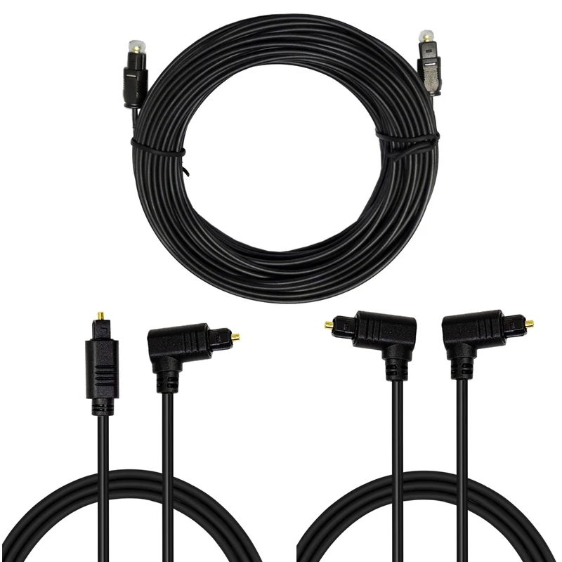 90 Degree Digital Optical Audio Cable Right Angle Toslink SPDIF Cable for Blu-ray Player Xbox Soundbar Fiber Cable 1m 2m