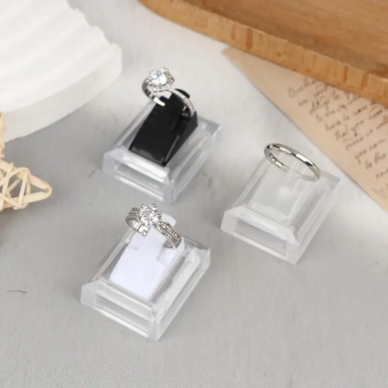 5Pcs Clear Ring Display Stands, Jewelry Ring Tray Storage Organizer Holder, Counter Showcase Display Props