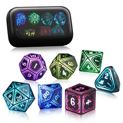 DND-Ensemble de dés lumineux LED rechargeables avec boîte de chargement sans fil, jeu de dés, donjons et dragons