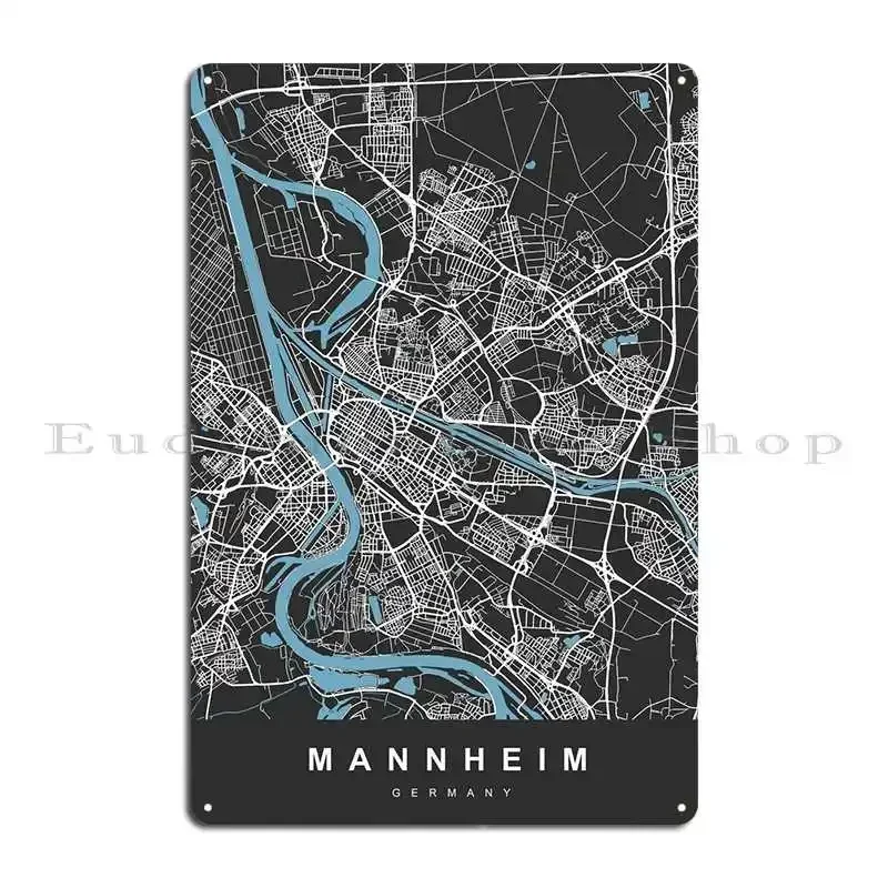 Mannheim City Map Germany Metal Plaque Design Cinema Designing Classic Living Room Tin Sign Poster