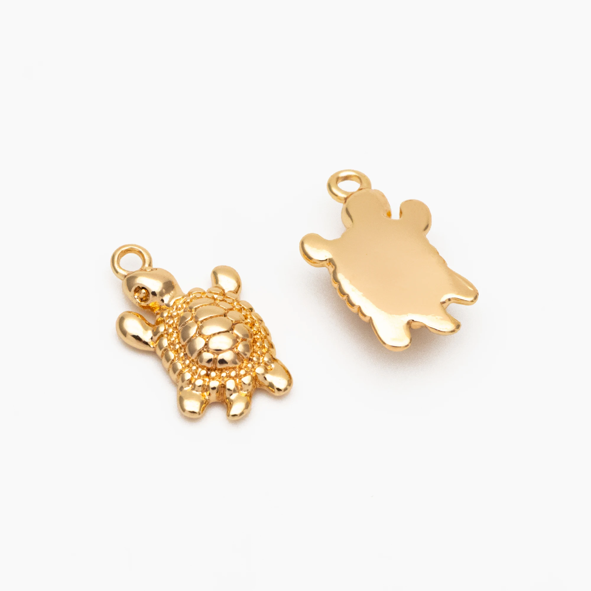 10pcs Gold Turtle Charms, 18K Gold Plated Brass Ocean Charm, For Jewelry Making Diy Accessories Supplies Wholesale (GB-3936)