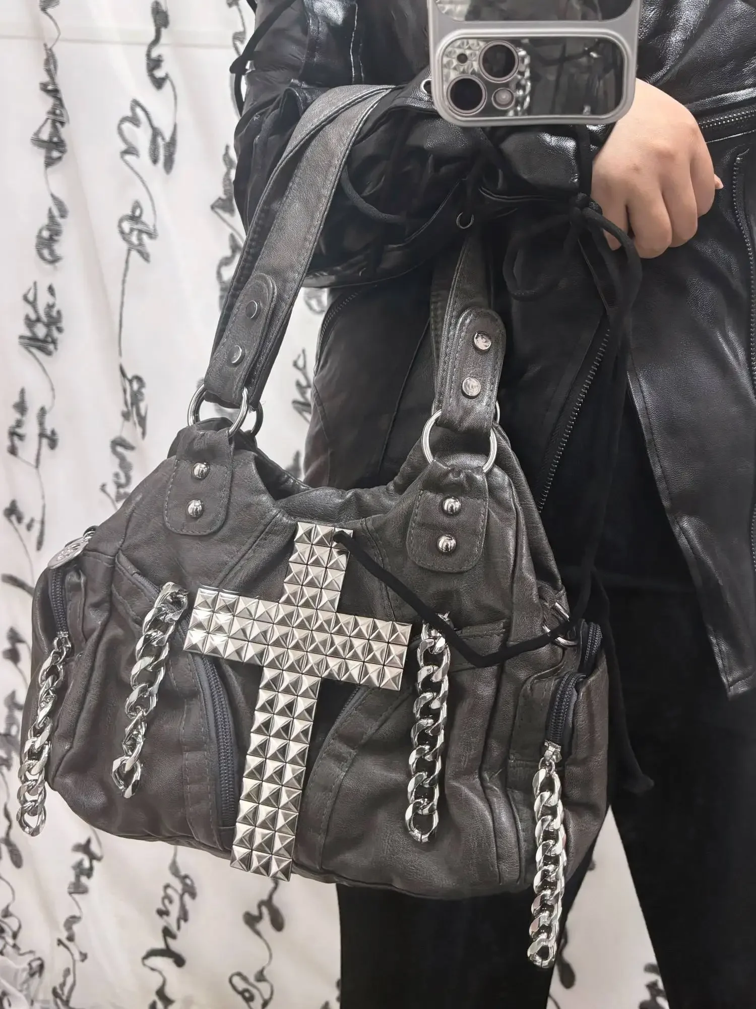 Hottie Dark Grey Goth Shoulder Bag for Women's Crossbody Bag Original Punk Diablo Subculture Women's Bag