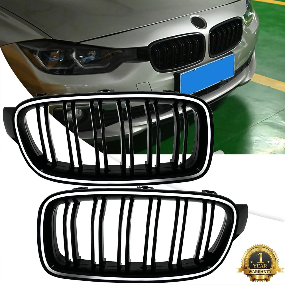 

2Pcs Glossy Black Lights For BMW 3 Series F30 F31 2013-2018 Front Hood Kidney Grille Light