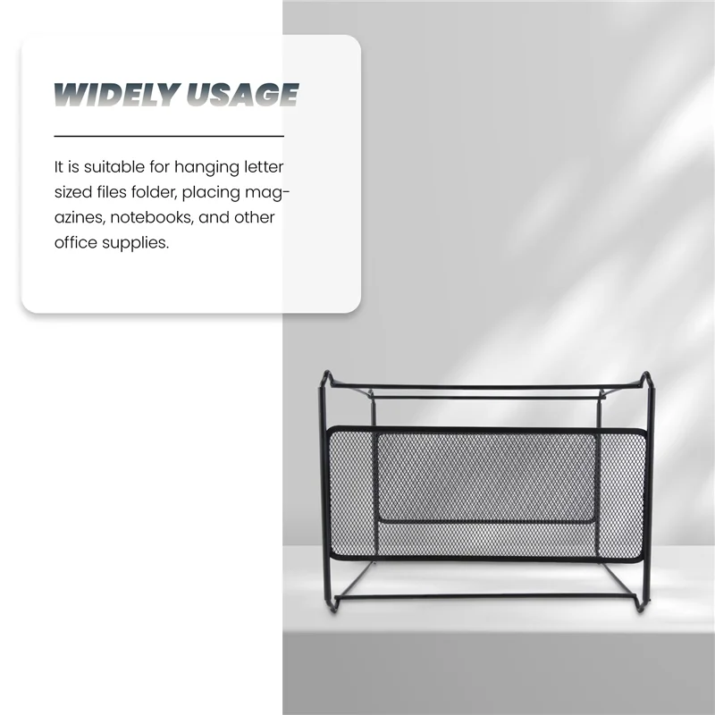 OFSS-A4 Mesh Metal File Organizer Box Hanging File Folder Box Desk Storage Holder Shelf Holder Storage For Office Home